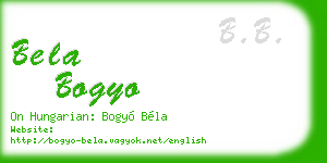bela bogyo business card